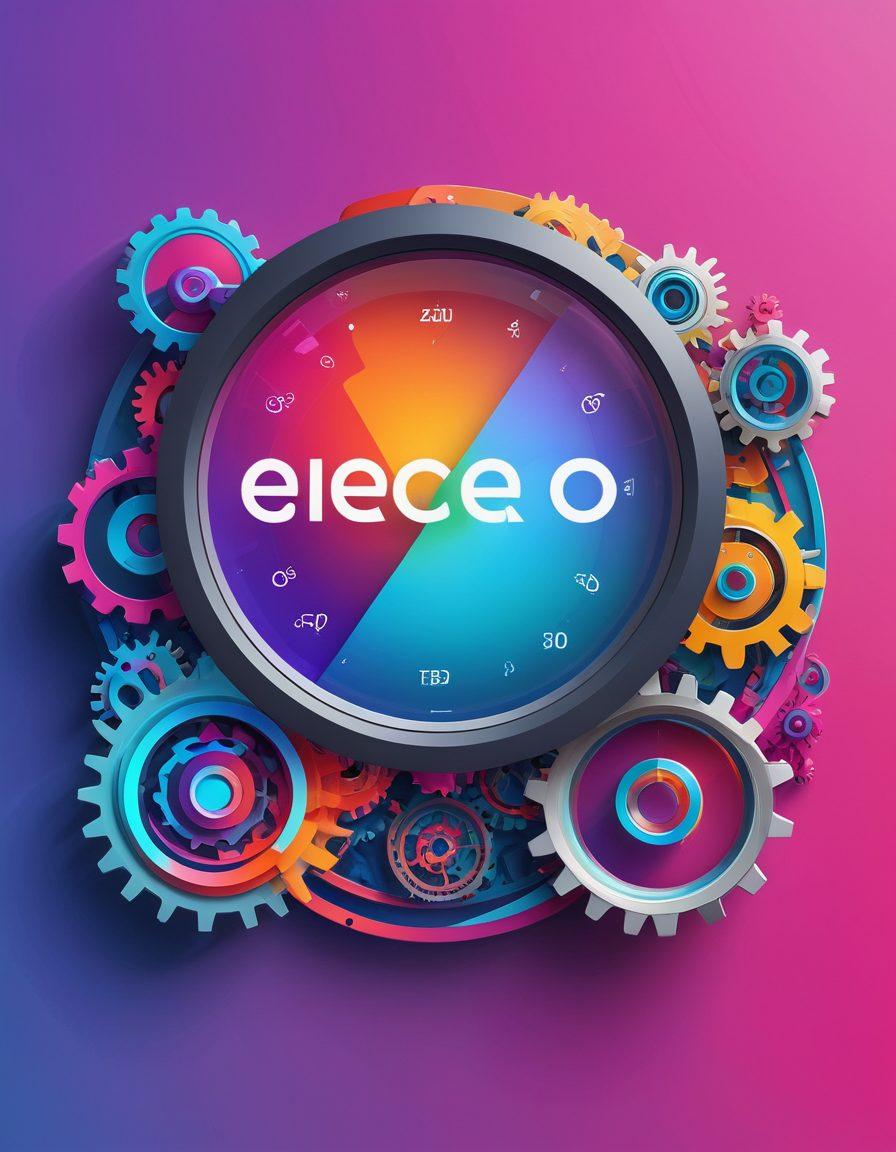 A modern, sleek desktop and mobile interface showcasing a user-friendly app next to a search engine results page, entwined with abstract gears and magnifying glasses symbolizing SEO. Bright, engaging colors with a minimalist design to highlight clarity and user-centric aesthetics. Imagery includes subtle gradients and tech-savvy elements. super-realistic. vibrant colors.